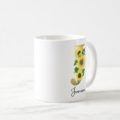 Mug Monogram Or Sunflower Initiale J Féminin Floral (Devant droit)