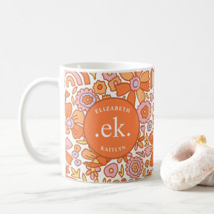 Mug Monogram Orange Groovy Rétro
