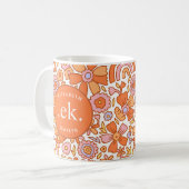 Mug Monogram Orange Groovy Rétro (Devant gauche)