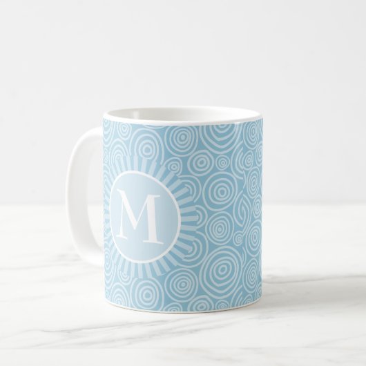 Mug Monogram Pastel Blue Spirals (Devant gauche)
