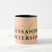 Mug Monogram Peach Gold Black Name Minimalist Stylish  (Centre)