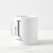 Mug Monogram Pink Boho Girly Floral Initial (Devant gauche)