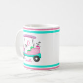 Mug Monogram Pink Leather Elegant Golf Cart Name (Devant gauche)