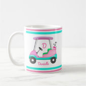 Mug Monogram Pink Leather Elegant Golf Cart Name (Gauche)