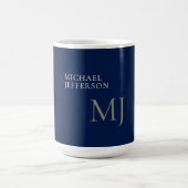 Mug Monogram Plain Dark Blue Trendy Business (Centre)
