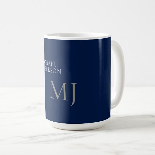 Mug Monogram Plain Dark Blue Trendy Business (Devant droit)
