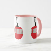 Mug Monogram Retro Red Ski Gondola Lift Personnalisé (Devant droit)