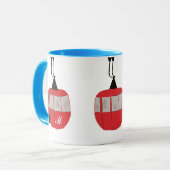 Mug Monogram Retro Red Ski Gondola Lift Personnalisé (Devant gauche)