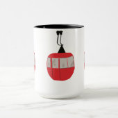 Mug Monogram Retro Red Ski Gondola Lift Personnalisé (Centre)