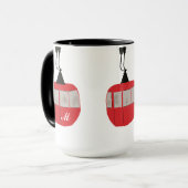 Mug Monogram Retro Red Ski Gondola Lift Personnalisé (Devant gauche)
