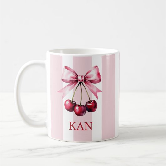 Mug Monogram Rose Bow Cherries Coquette Esthétique (Gauche)