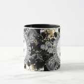 Mug Monogram Roses Diamants Luxe Or Noir Élégant (Centre)