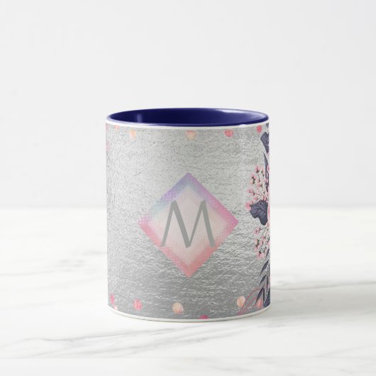Mug Monogram Silver Navy Rosegold Girly Newlyweds Cade (Centre)