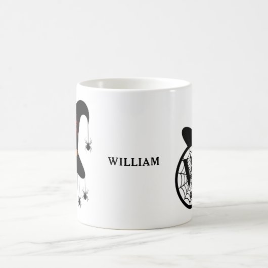 Mug Monogram W Halloween sorcières araignées Votre nom (Centre)