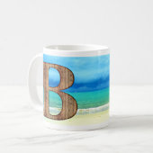 Mug Monogram Wooden Letter A Beach Ocean Scene (Devant gauche)