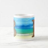 Mug Monogram Wooden Letter A Beach Ocean Scene (Centre)