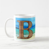 Mug Monogram Wooden Letter A Beach Ocean Scene (Gauche)