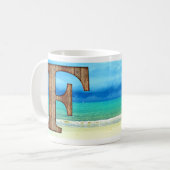 Mug Monogram Wooden Letter A Beach Ocean Scene (Devant gauche)