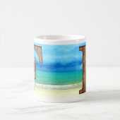 Mug Monogram Wooden Letter A Beach Ocean Scene (Centre)
