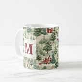 Mug Monogram Woodland Rustic Country Christmas mignonn (Devant gauche)