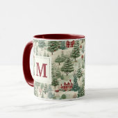 Mug Monogram Woodland Rustic Country Christmas mignonn (Devant gauche)