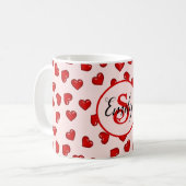 Mug monogramlish motif de coeur rouge sur rose (Devant gauche)
