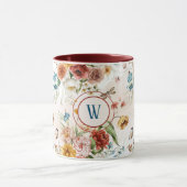 Mug Monogramme 1600s Aquarelle Florales 11 oz. Combo m (Centre)