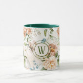 Mug Monogramme 1600s Florals hollandais 11 oz. Combo m (Centre)
