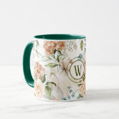 Mug Monogramme 1600s Florals hollandais 11 oz. Combo m (Devant gauche)