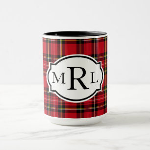 Mug Monogramme 3 lettres traditionnel rouge noir