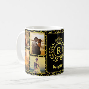 Mug Monogramme 8 Collage de photos  Royal Crown Gold L