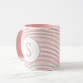 Mug Monogramme à bande rose bébé (Devant gauche)