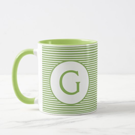 Mug Monogramme à bande verte de chaux (Gauche)