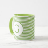 Mug Monogramme à bande verte de chaux (Devant gauche)