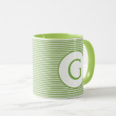 Mug Monogramme à bande verte de chaux (Devant droit)