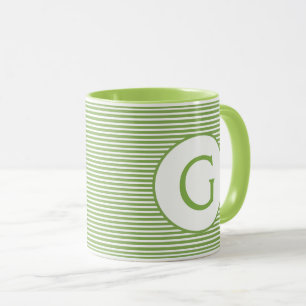 Mug Monogramme à bande verte de chaux