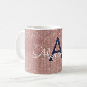 Mug Monogramme à bille rose or rose (Devant gauche)