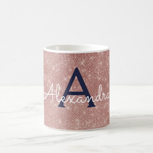 Mug Monogramme à bille rose or rose (Centre)