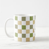 Mug Monogramme à Carreaux Vert Beige Moderne Simple (Gauche)