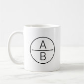 Mug Monogramme à deux initiales moderne (Gauche)
