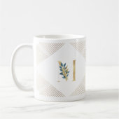 Mug Monogramme à huile d'or sur mesure Botanique Géomé (Gauche)