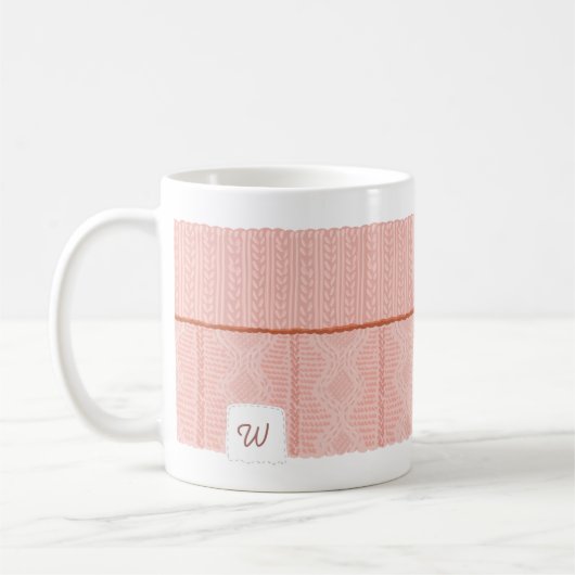 Mug Monogramme à manches à manches rose doux et chaud (Gauche)
