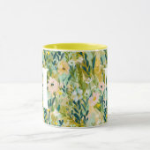 Mug Monogramme à motif aquarelle de fleurs vertes pict (Centre)