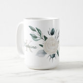 Mug monogrammé à motif floral aquarelle (Devant gauche)