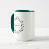Mug monogrammé à motif floral aquarelle (Devant gauche)