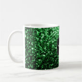 Mug Monogramme à paillettes fausses vert foncé (Gauche)