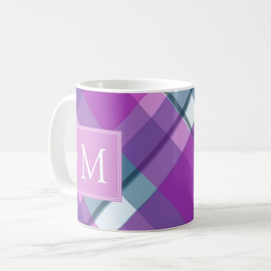 Mug Monogramme à plis violet clair (Devant gauche)