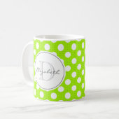 Mug Monogramme à point de polka vert (Devant gauche)