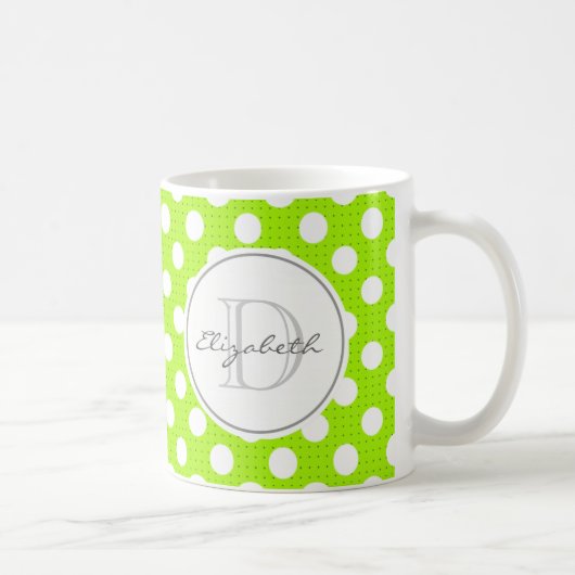 Mug Monogramme à point de polka vert (Droite)
