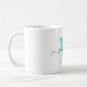 Mug Monogramme à pointes bleu turquoise et blanc (Gauche)